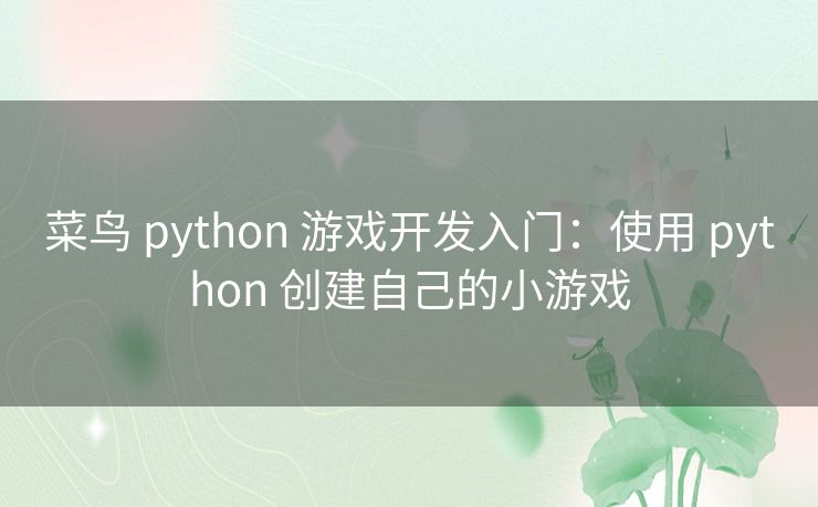 菜鸟 python 游戏开发入门：使用 python 创建自己的小游戏