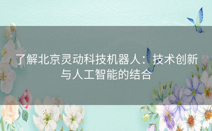 了解北京灵动科技机器人：技术创新与人工智能的结合