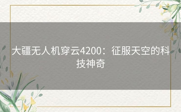 大疆无人机穿云4200：征服天空的科技神奇