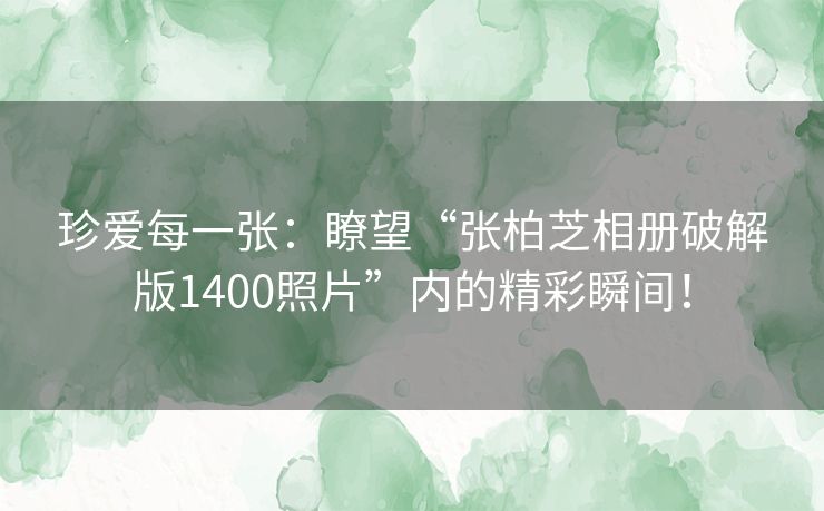 珍爱每一张：瞭望“张柏芝相册破解版1400照片”内的精彩瞬间！