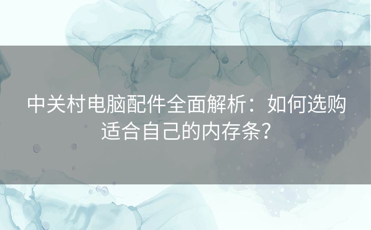 中关村电脑配件全面解析：如何选购适合自己的内存条？