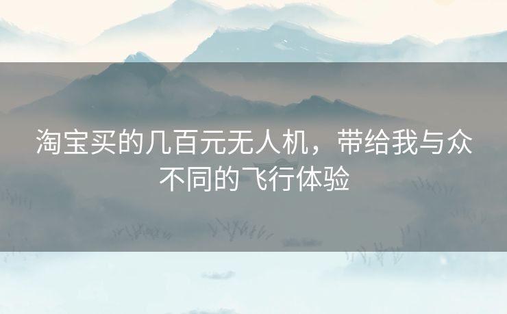 淘宝买的几百元无人机，带给我与众不同的飞行体验