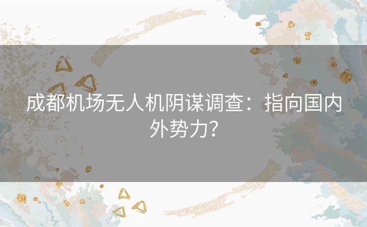 成都机场无人机阴谋调查：指向国内外势力？