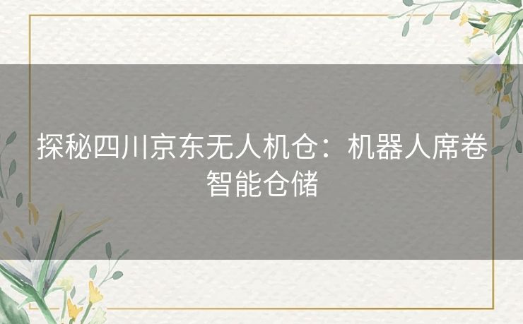 探秘四川京东无人机仓：机器人席卷智能仓储