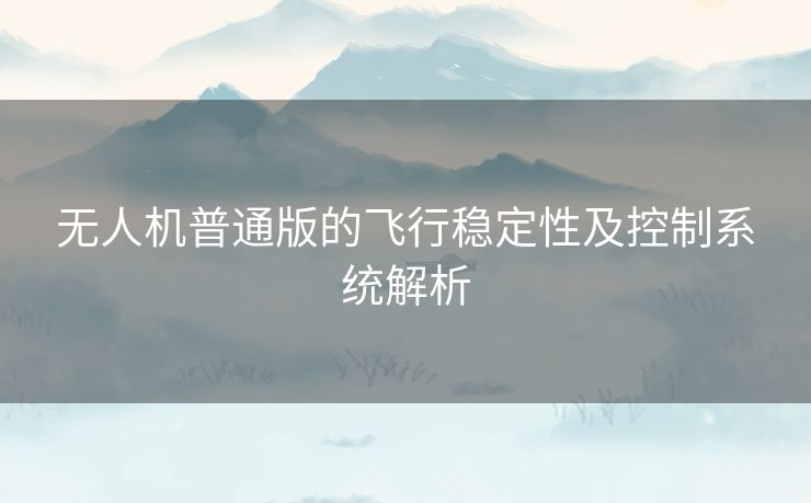 无人机普通版的飞行稳定性及控制系统解析