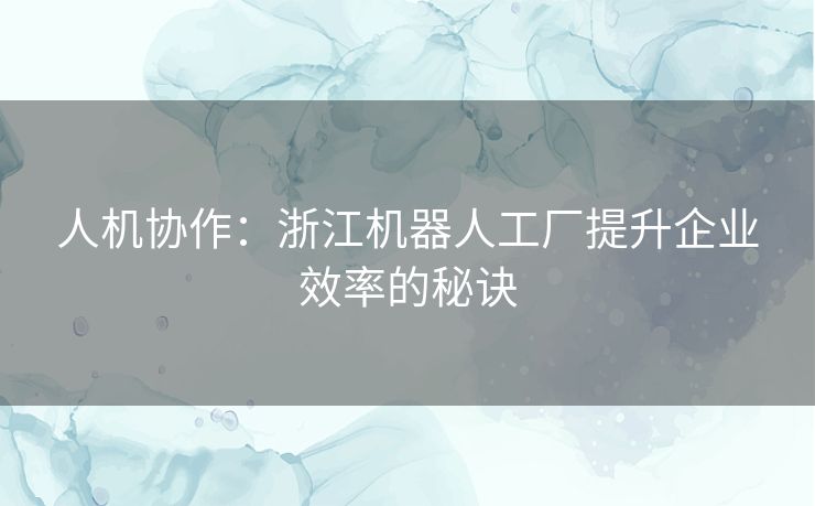 人机协作：浙江机器人工厂提升企业效率的秘诀