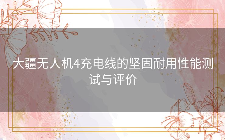 大疆无人机4充电线的坚固耐用性能测试与评价