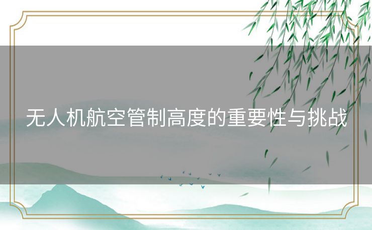 无人机航空管制高度的重要性与挑战