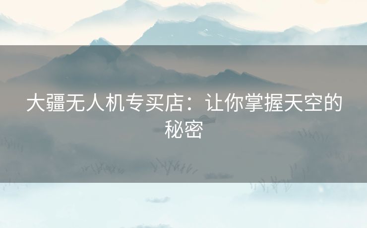 大疆无人机专买店：让你掌握天空的秘密