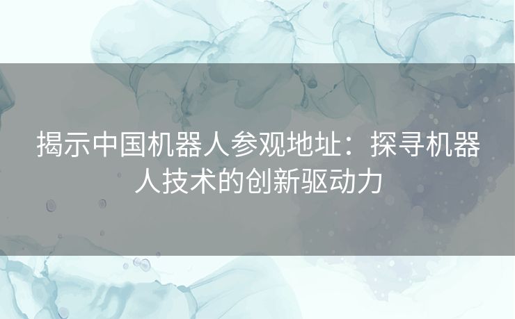 揭示中国机器人参观地址：探寻机器人技术的创新驱动力