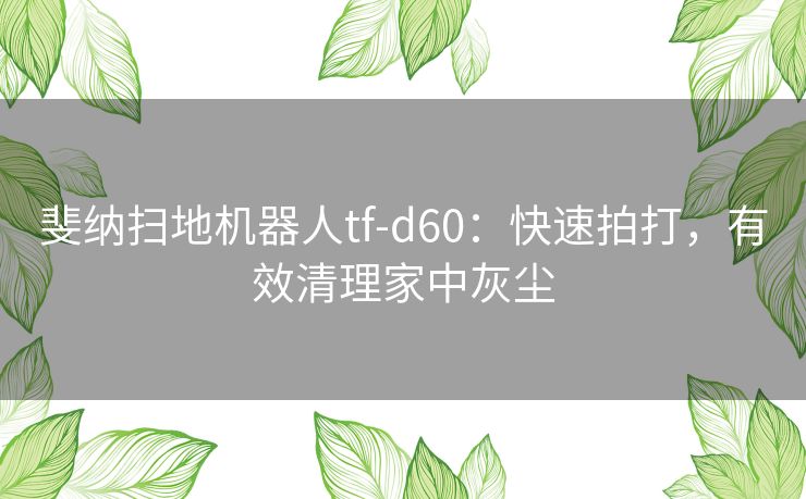 斐纳扫地机器人tf-d60：快速拍打，有效清理家中灰尘