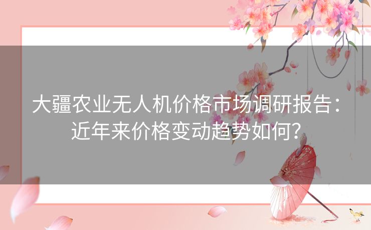 大疆农业无人机价格市场调研报告：近年来价格变动趋势如何？