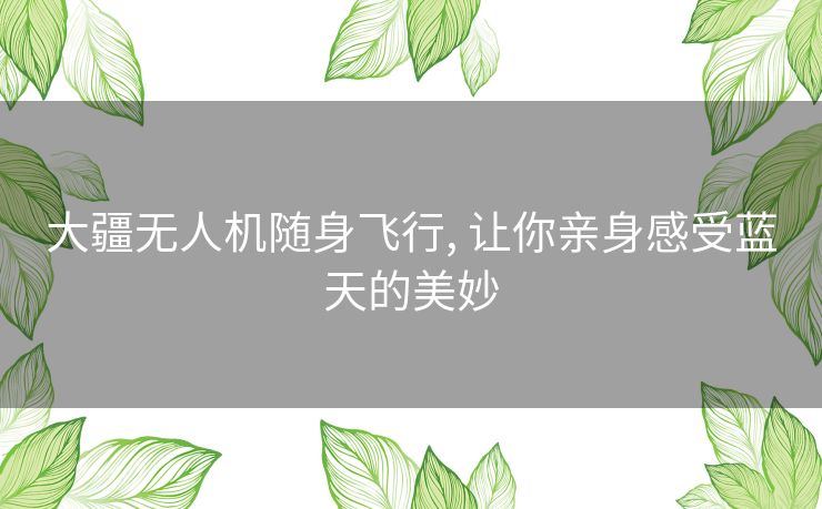 大疆无人机随身飞行, 让你亲身感受蓝天的美妙