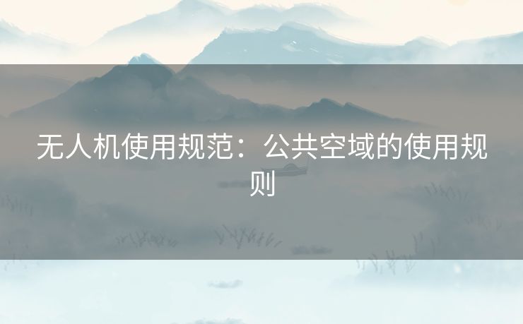 无人机使用规范：公共空域的使用规则