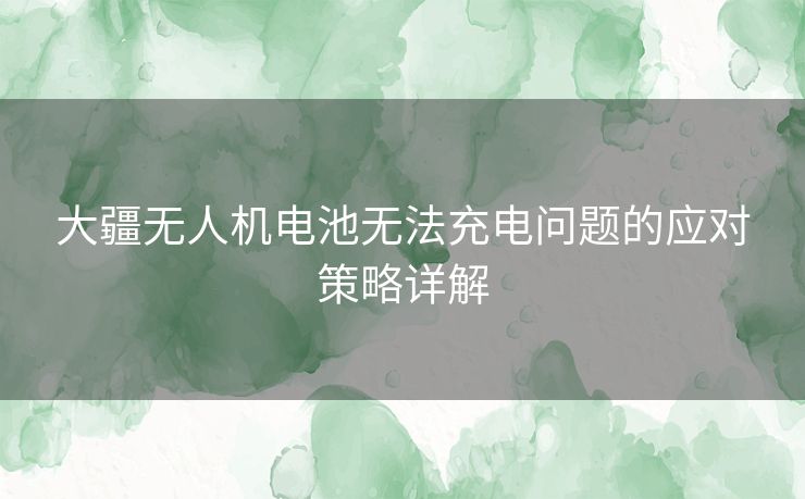 大疆无人机电池无法充电问题的应对策略详解