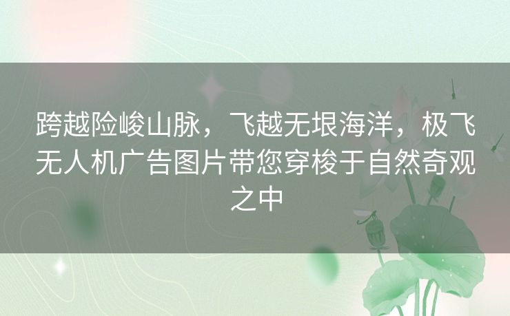 跨越险峻山脉，飞越无垠海洋，极飞无人机广告图片带您穿梭于自然奇观之中