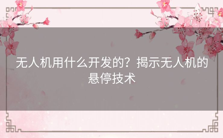 无人机用什么开发的？揭示无人机的悬停技术