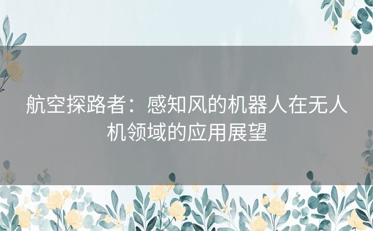 航空探路者：感知风的机器人在无人机领域的应用展望