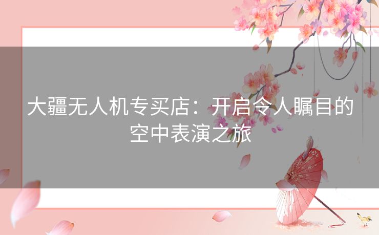 大疆无人机专买店：开启令人瞩目的空中表演之旅