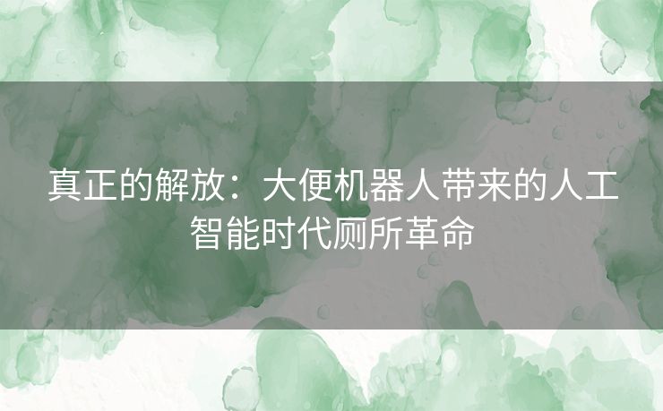 真正的解放：大便机器人带来的人工智能时代厕所革命