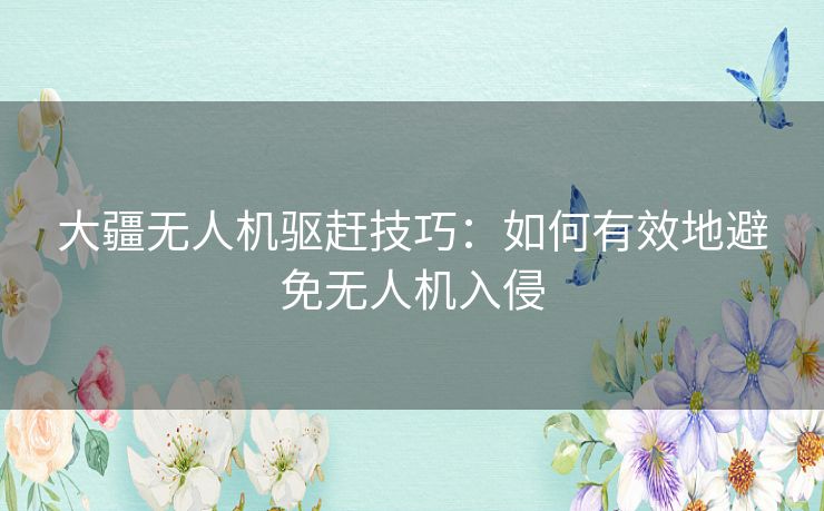 大疆无人机驱赶技巧：如何有效地避免无人机入侵