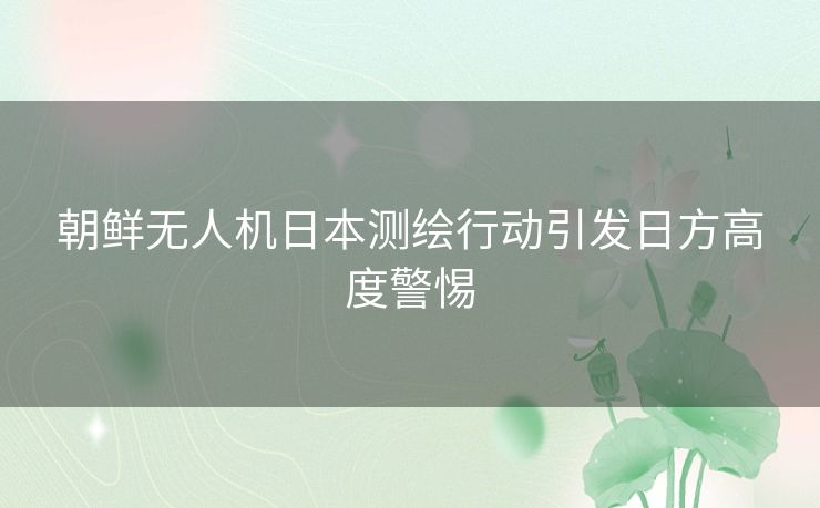 朝鲜无人机日本测绘行动引发日方高度警惕