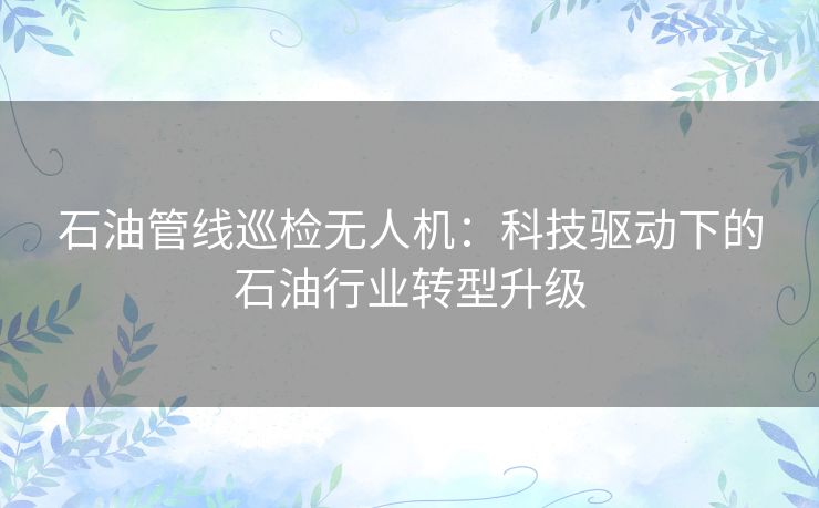 石油管线巡检无人机：科技驱动下的石油行业转型升级