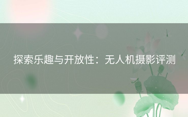 探索乐趣与开放性：无人机摄影评测