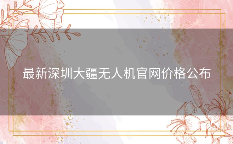 最新深圳大疆无人机官网价格公布