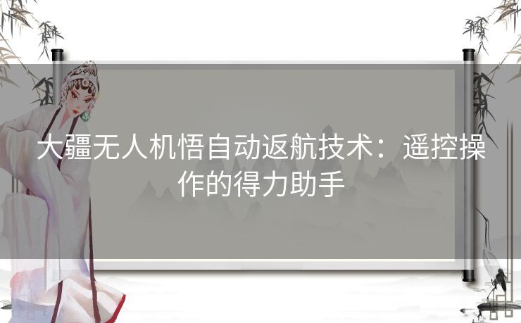 大疆无人机悟自动返航技术：遥控操作的得力助手