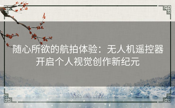 随心所欲的航拍体验：无人机遥控器开启个人视觉创作新纪元