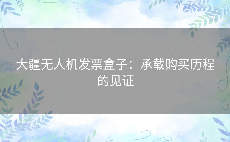 大疆无人机发票盒子：承载购买历程的见证