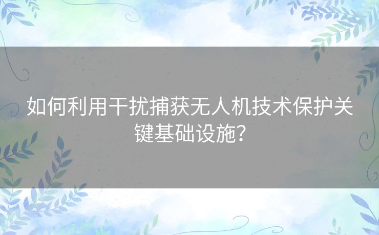 如何利用干扰捕获无人机技术保护关键基础设施？