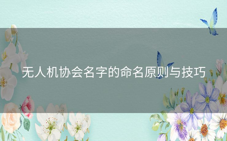 无人机协会名字的命名原则与技巧