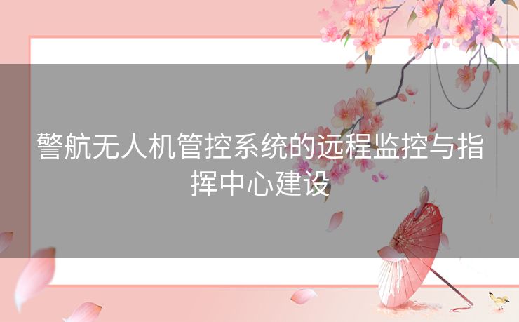 警航无人机管控系统的远程监控与指挥中心建设