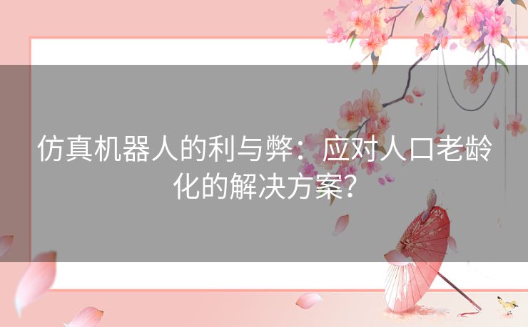 仿真机器人的利与弊：应对人口老龄化的解决方案？