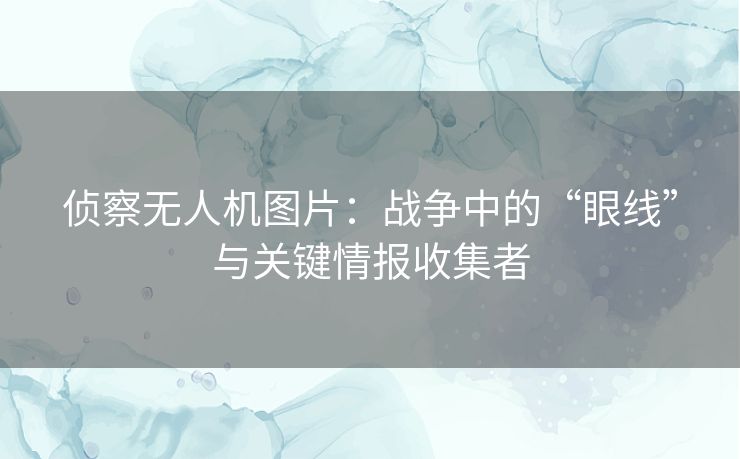 侦察无人机图片：战争中的“眼线”与关键情报收集者