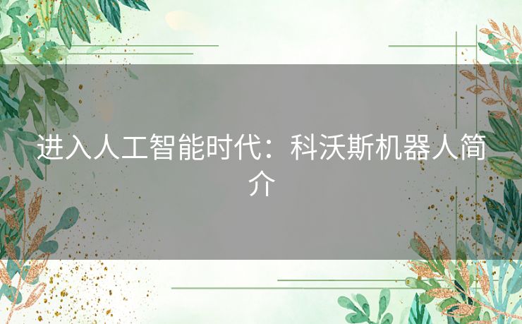 进入人工智能时代：科沃斯机器人简介