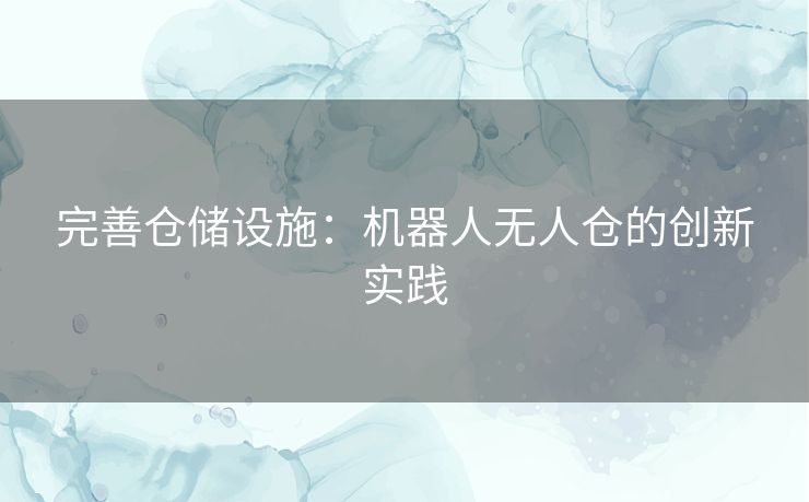 完善仓储设施：机器人无人仓的创新实践