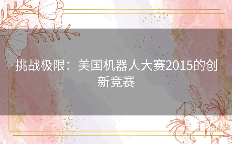 挑战极限：美国机器人大赛2015的创新竞赛