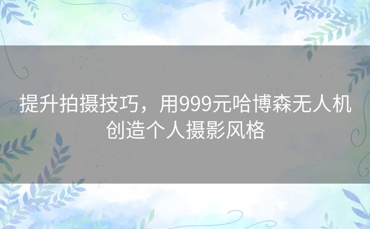 提升拍摄技巧，用999元哈博森无人机创造个人摄影风格