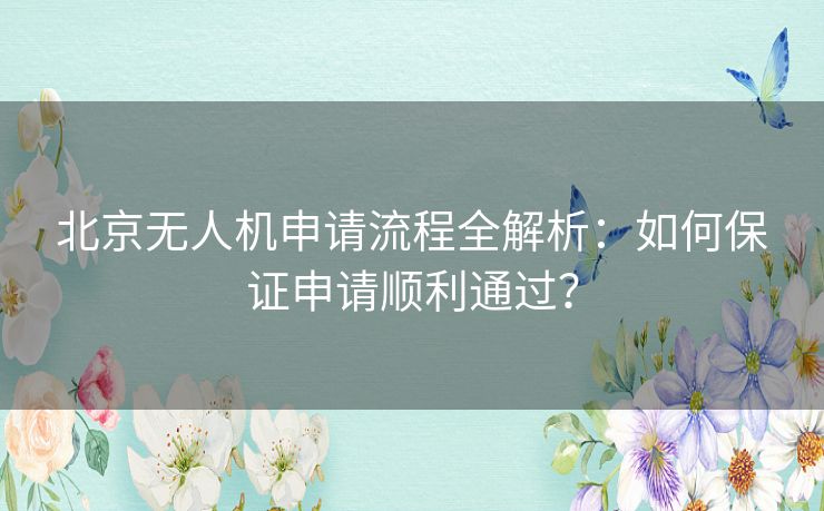 北京无人机申请流程全解析：如何保证申请顺利通过？