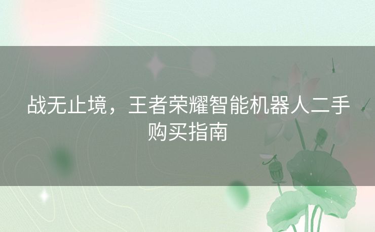 战无止境，王者荣耀智能机器人二手购买指南