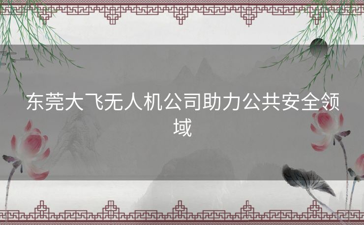 东莞大飞无人机公司助力公共安全领域