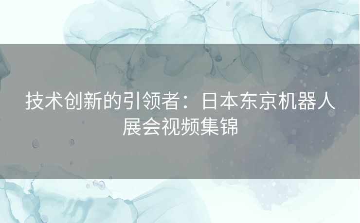 技术创新的引领者：日本东京机器人展会视频集锦