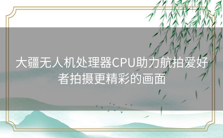 大疆无人机处理器CPU助力航拍爱好者拍摄更精彩的画面