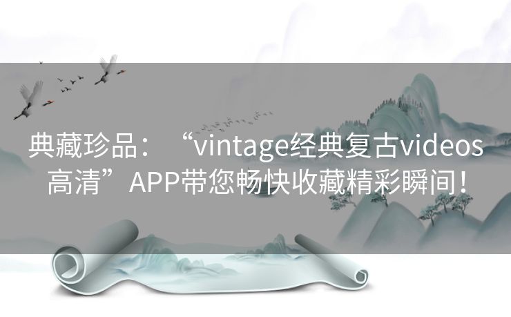 典藏珍品：“vintage经典复古videos高清”APP带您畅快收藏精彩瞬间！