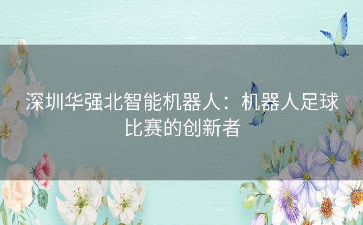 深圳华强北智能机器人：机器人足球比赛的创新者