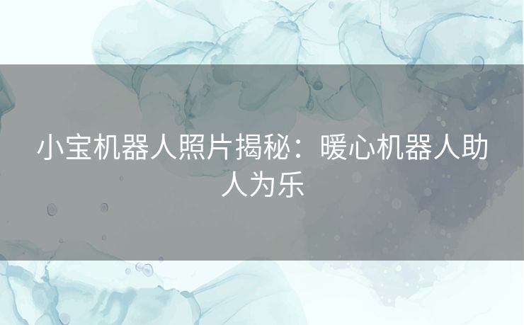 小宝机器人照片揭秘：暖心机器人助人为乐