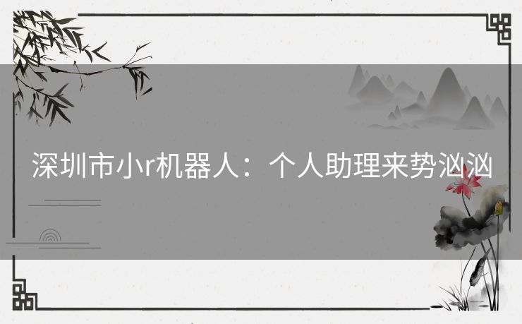 深圳市小r机器人：个人助理来势汹汹